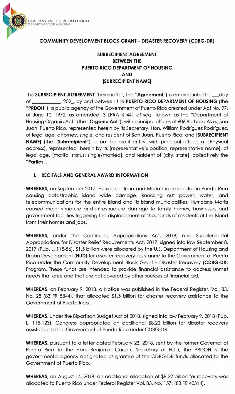1 CDBG-DR SRA template- Sept 2021-1 1 CDBG-DR SRA template- Sept 2021
