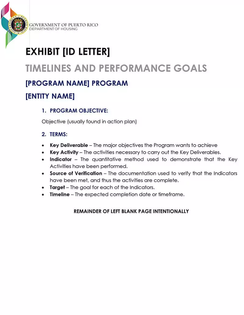 2 Exhibit Timelines and Performance-1 2 Exhibit Timelines and Performance