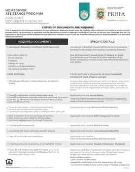 APPLICANT DOCUMENT CHECKLIST