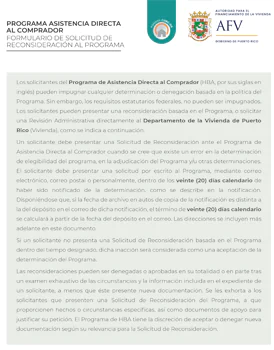 FORMULARIO DE SOLICITUD DE RECONSIDERACIÓN AL PROGRAMA